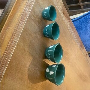 Rae Dunn Forest Green Christmas Tree 4 Piece Measuring Cups
